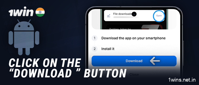 Click on the APK download button for the 1Win app