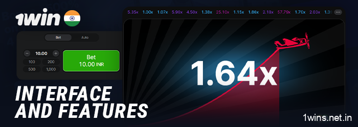 About the Aviator game interface on the 1Win website - crash game features