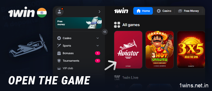 Launch the crash game at 1Win Casino India