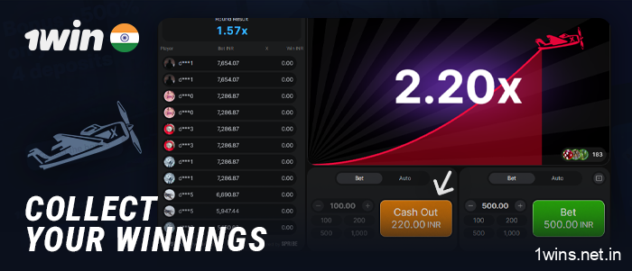 Collect your winnings in time in the Aviator 1Win round